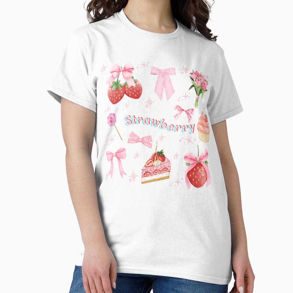 Strawberry Ribbon Coquette bow pattern, Pink Aesthetic Pattern , coquette aesthetic pattern, by Lam Assia