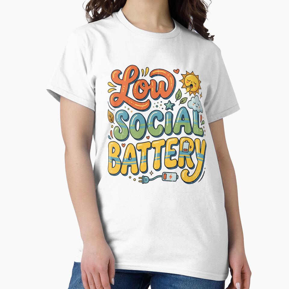 Low Social Battery Funny Introvert Graphic – Cute Retro Mental Energy Design by TheStephanieRome
