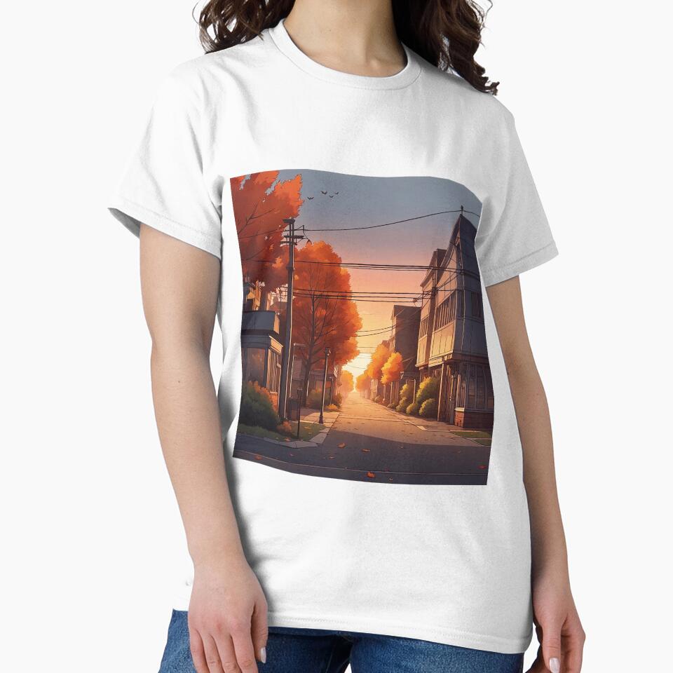 Autumn Lofi Suburban Print - Nostalgic Anime Vibes by evilishgoods