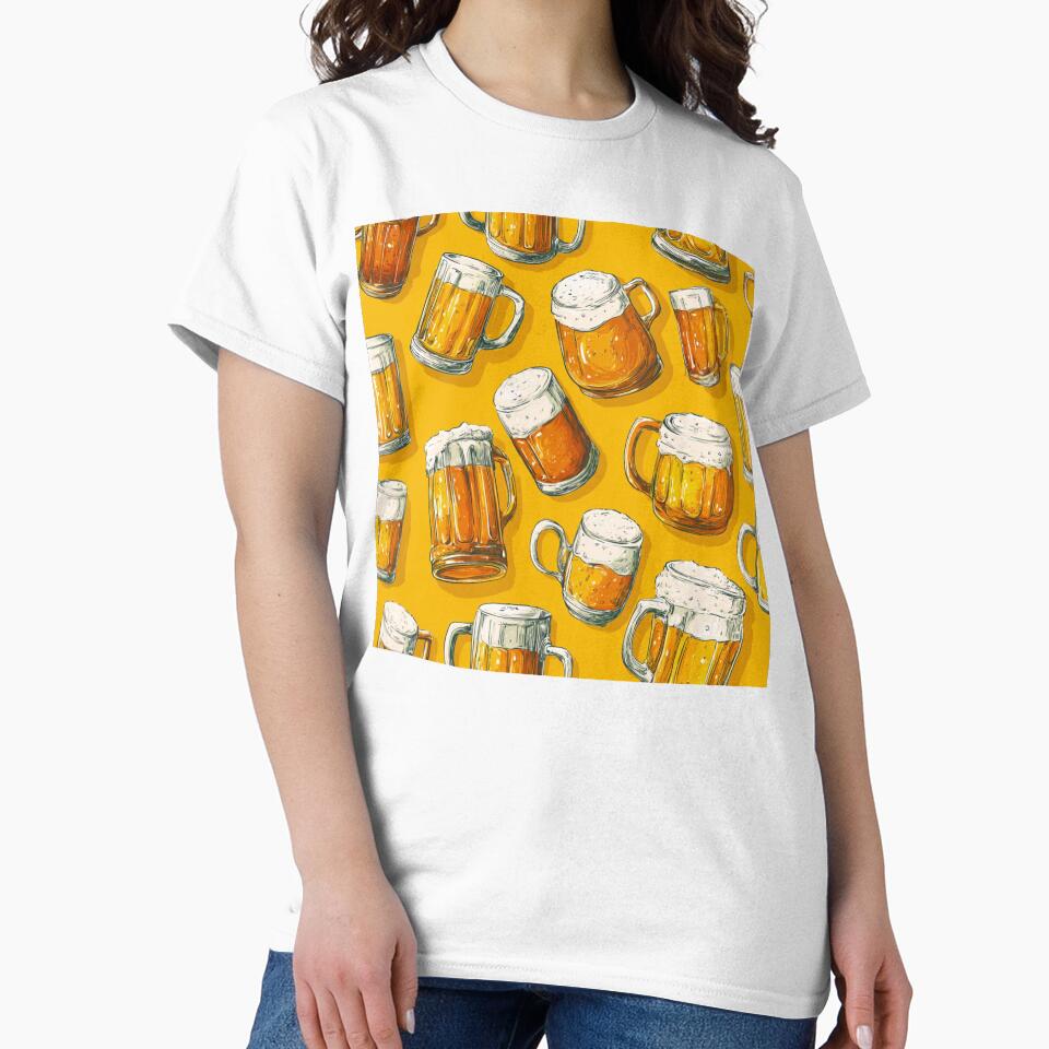 Frothy Beer Mugs Pattern Ale Lager Drinker by NicolasGlowArt