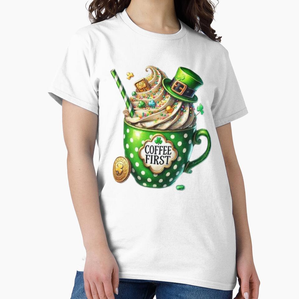 Coffee First Funny Morning Caffeine Addict Lover by TeesAndKnees