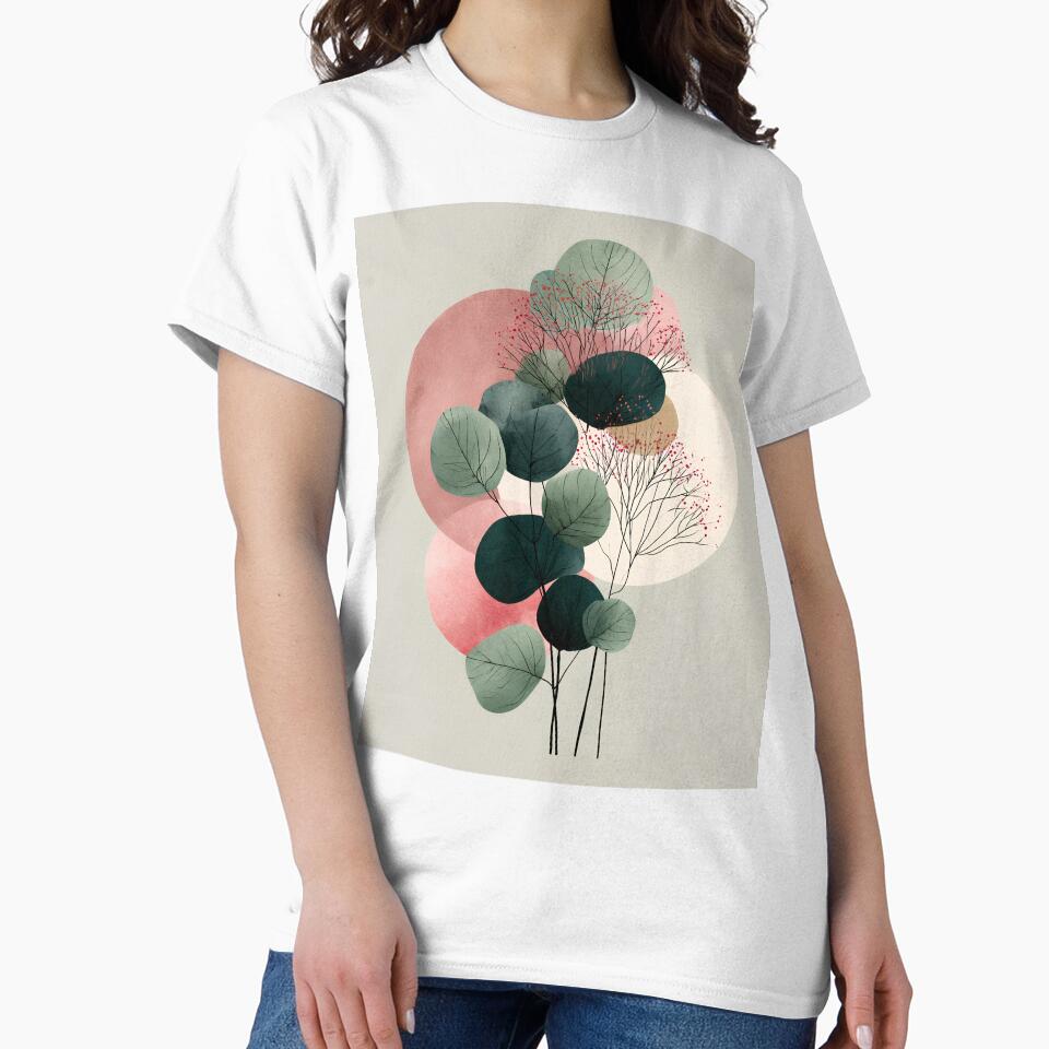 Boho Botanical Collage Eucalyptus Dusty Rose Circles by daila70