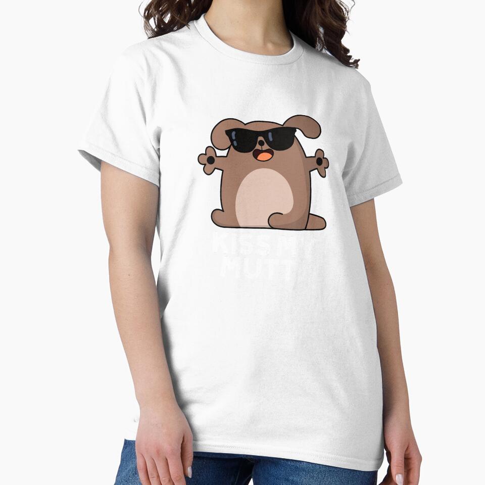 Kiss My Mutt Funny Sassy Dog Pun (Dark BG) by punnybone