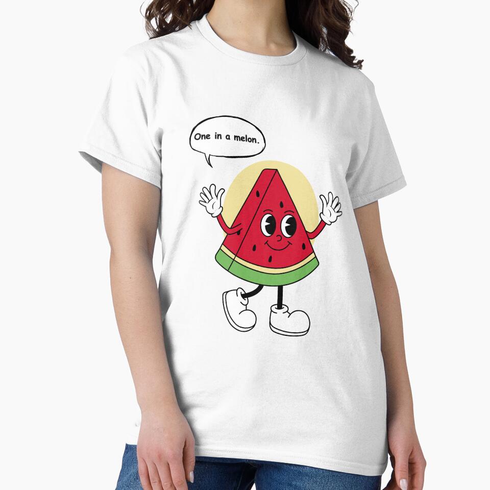 One in a Melon Funny Watermelon Pun – Cute Cartoon Fruit Sticker by RositaArtStudio