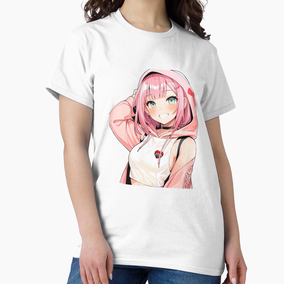 Kawaii Pink Anime Girl Side Pose Aesthetic by AnimDream