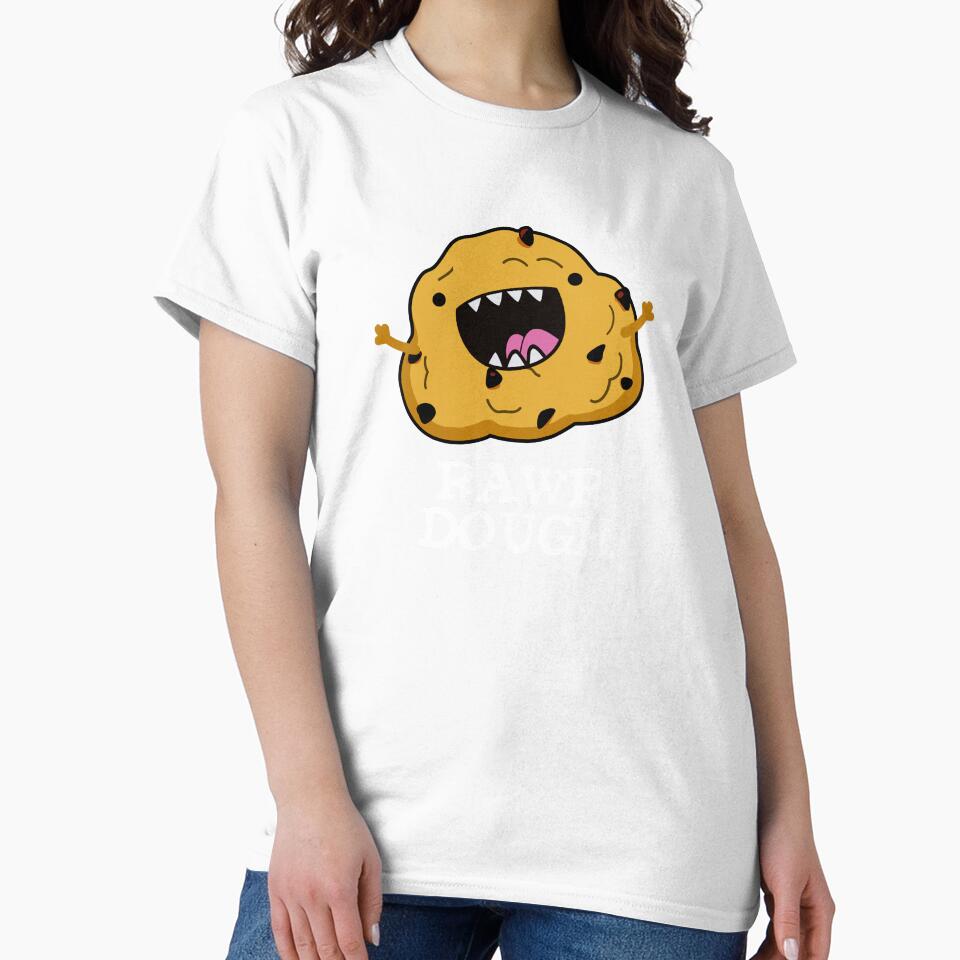 Rawr Dough Funny Raw Dough Food Pun (Dark BG) by punnybone