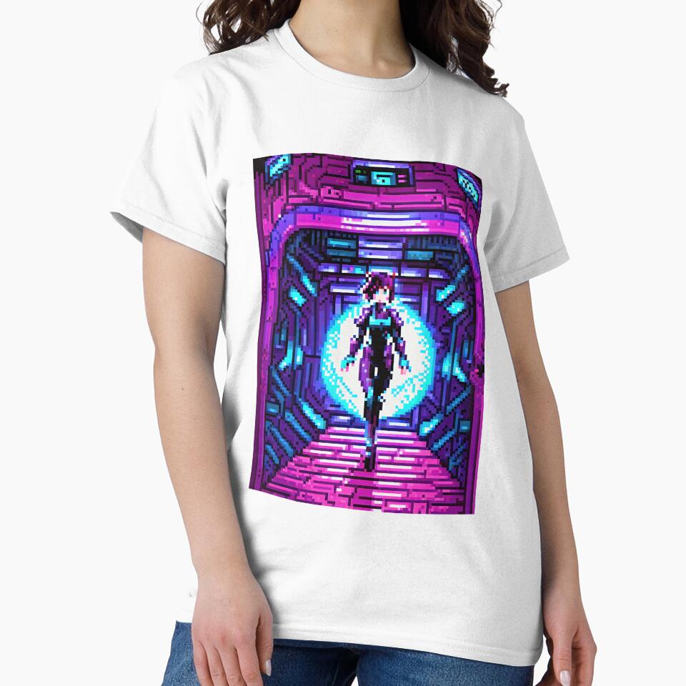 Pixel Art Portrait Cyberpunk Girl, Teleport bubble, 16 Bit by Smash-420