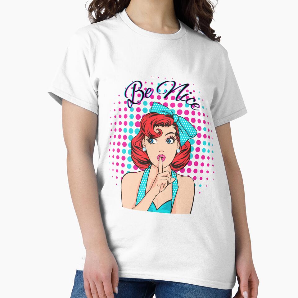 Retro Pop Art Cute Red Haired Girl - Be Nice by LionessLove