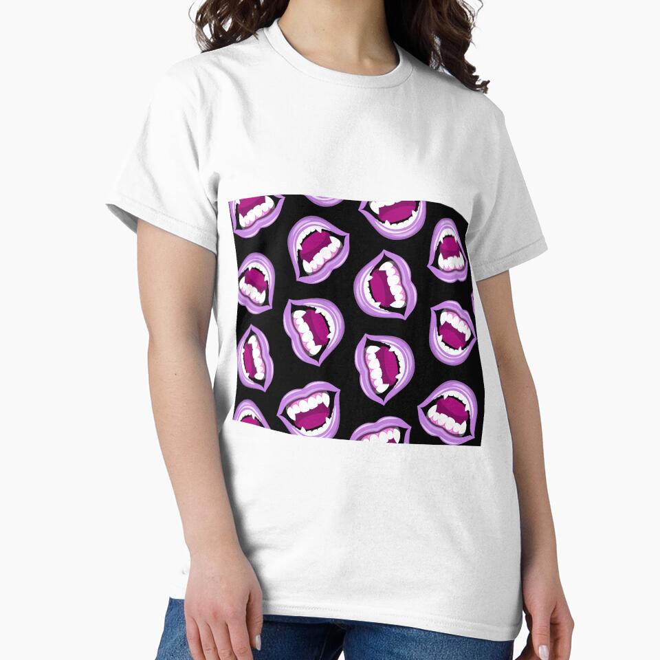 vampire teeth - purple on black by littlearrow