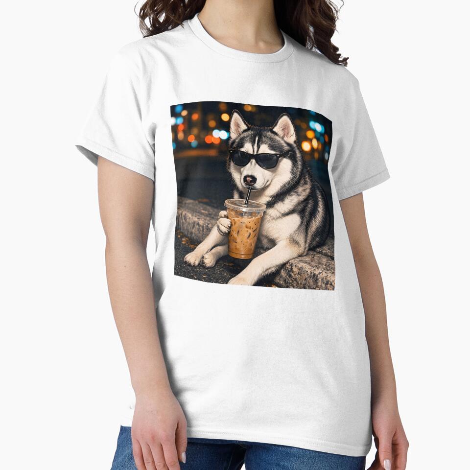 Funny Husky Drinking Iced Coffee by Necesario88