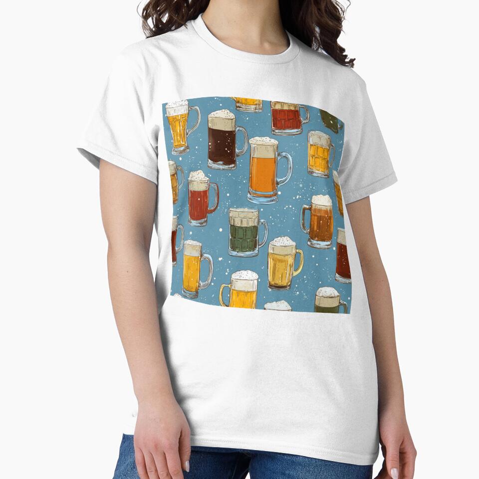 Hand-Drawn Beer Mugs Pattern Craft Beer Drinker by NicolasGlowArt