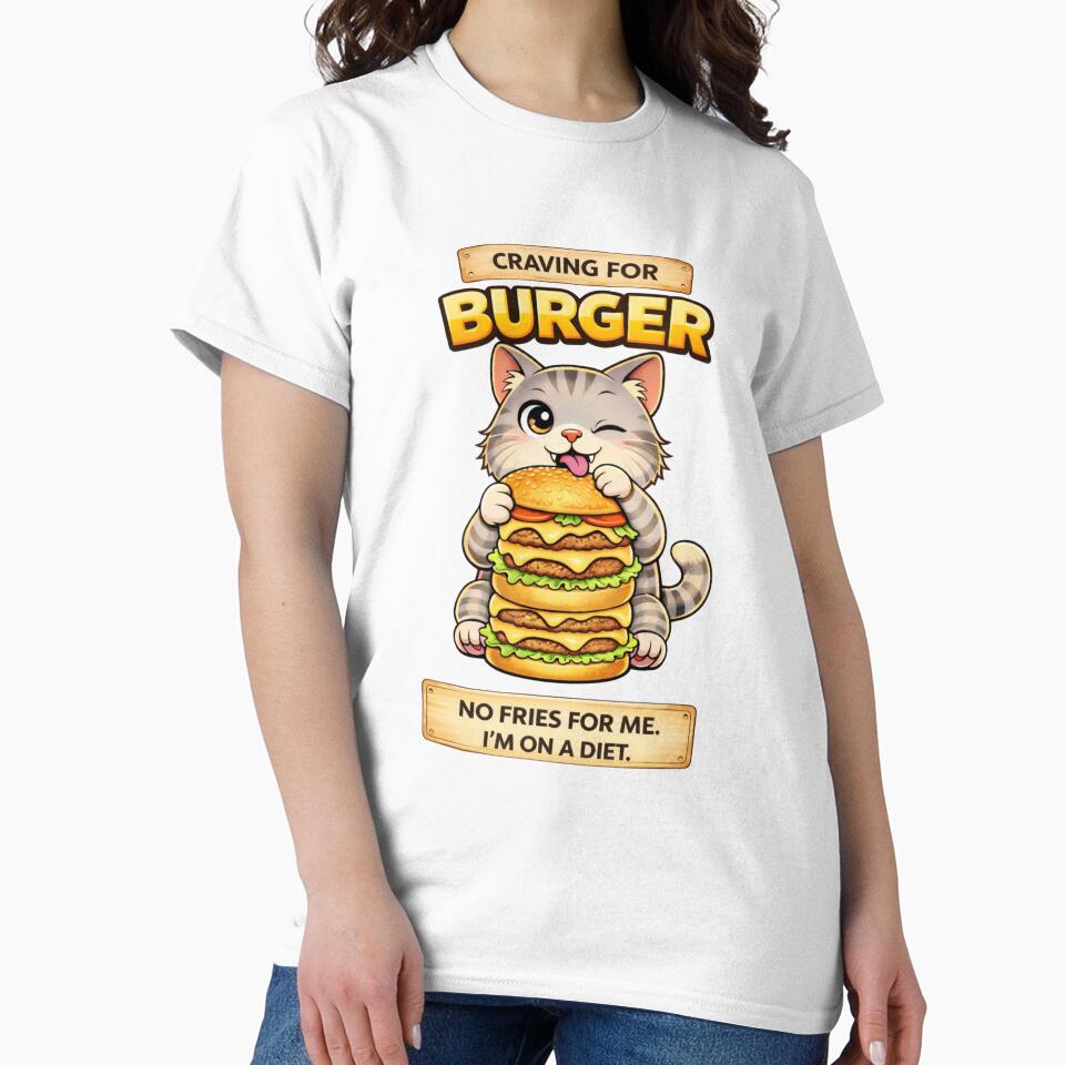 Funny Cat Burger Diet Meme Cute Food Lover Humor by Mindworx21