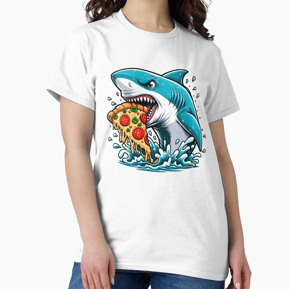 Shark Eating Pizza, Funny Pizza Lover by Logiamerch
