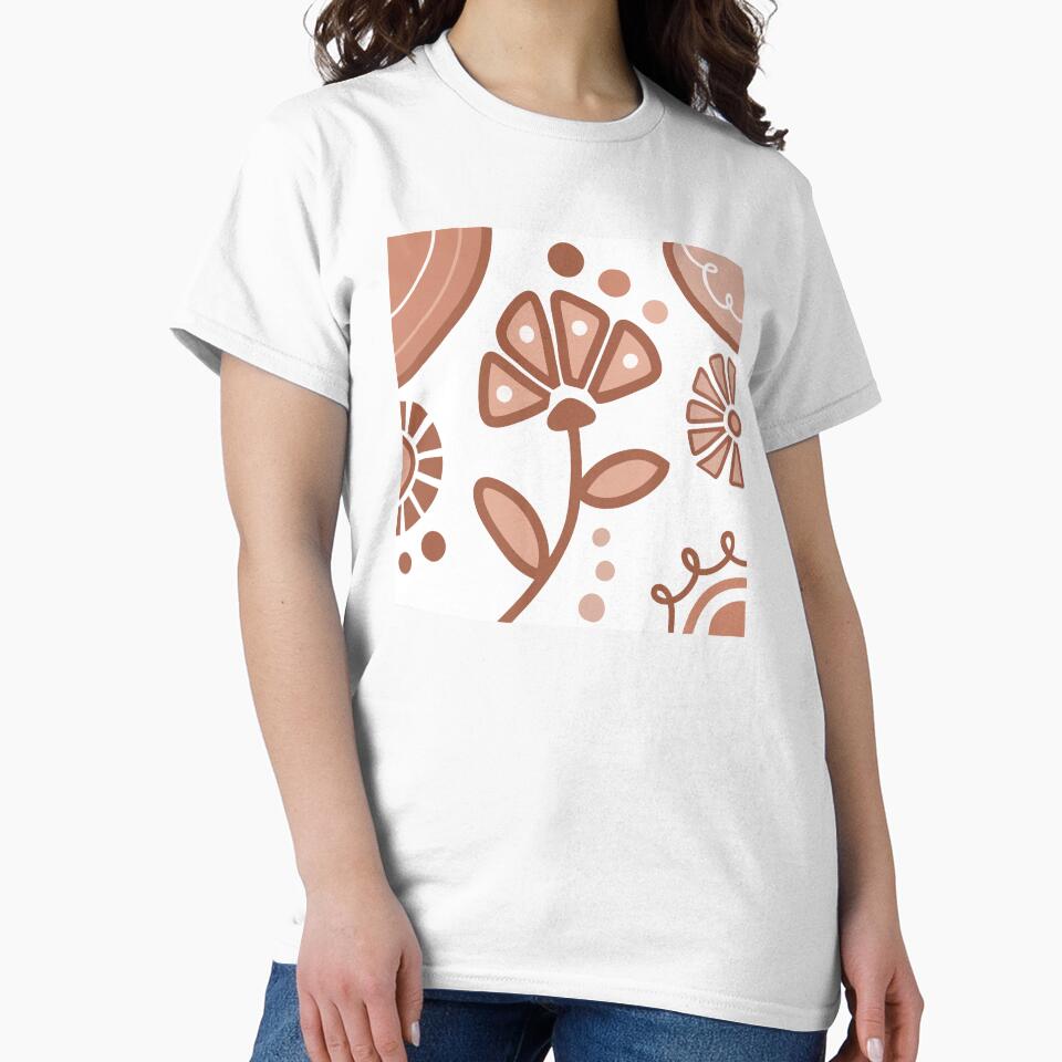 Brown And White Flower Boho Design by Sartoris Art