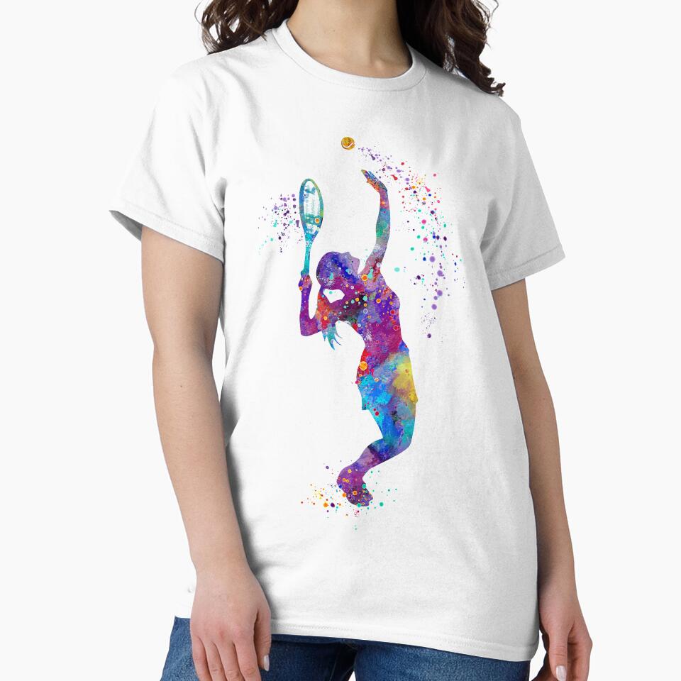 Tennis Girl Watercolor Painting Art Print Gifts by LotusGifts