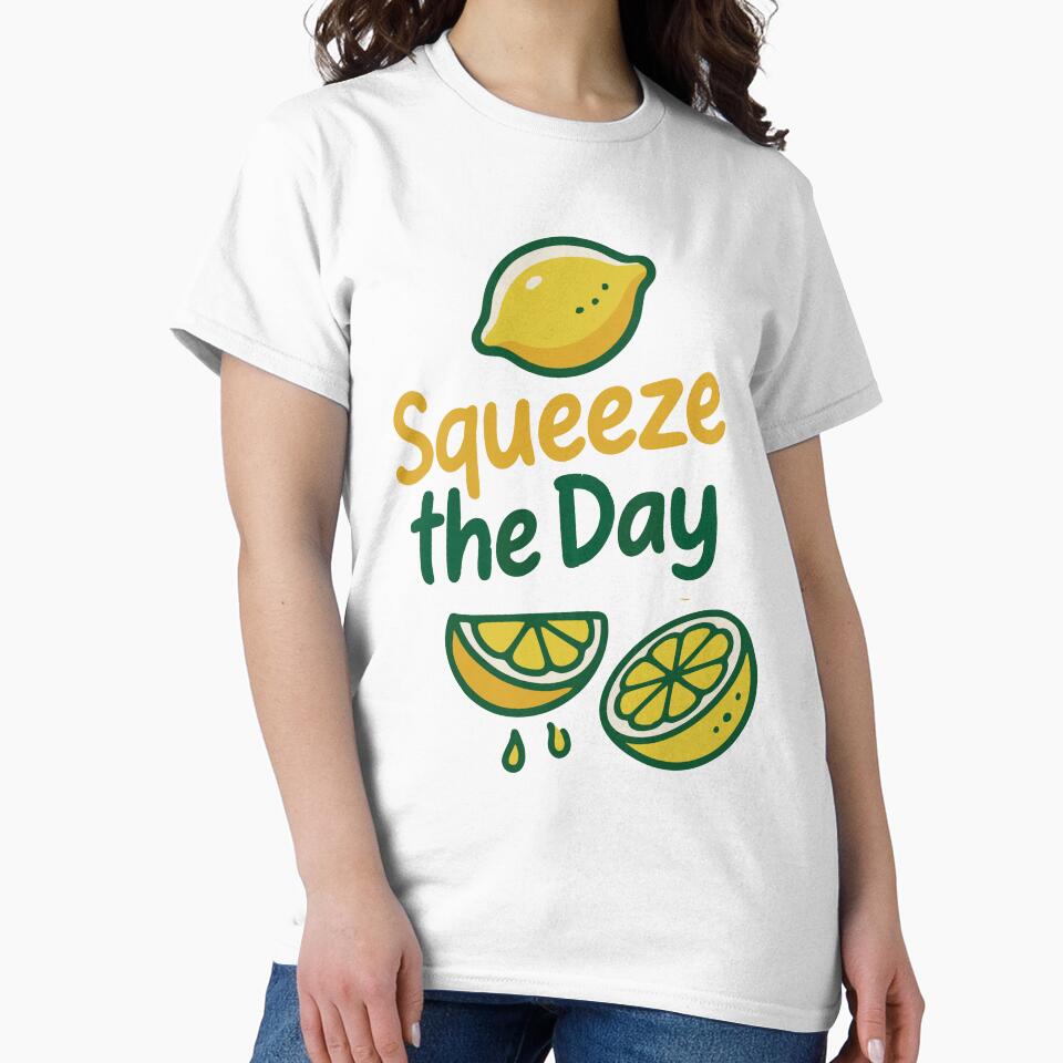 Squeeze the Day Funny Lemon Pun Sticker by Hermits-Loft