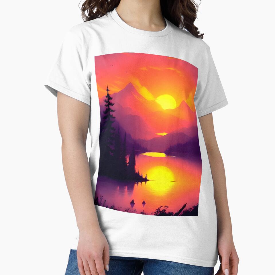 Add a Touch of Beauty and Tranquility to Your Space with Our Wide Range of Gorgeous Minimalist Landscape Sunrise Water View Prints by supeart