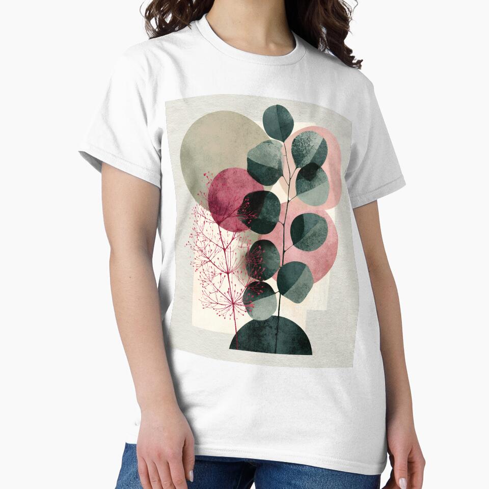 Boho Eucalyptus Botanical Abstract Sage Green Pink Art by daila70