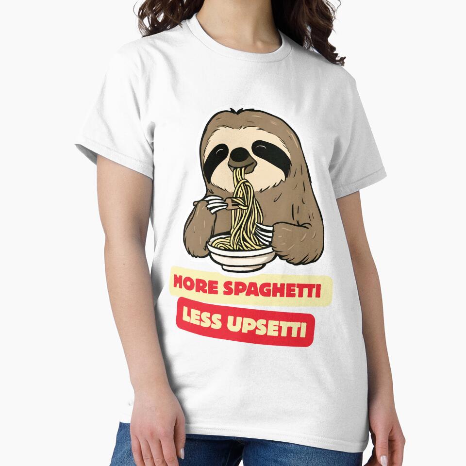 More Spaghetti Less Upsetti – Cute Food Mood Design by PigmalionArt