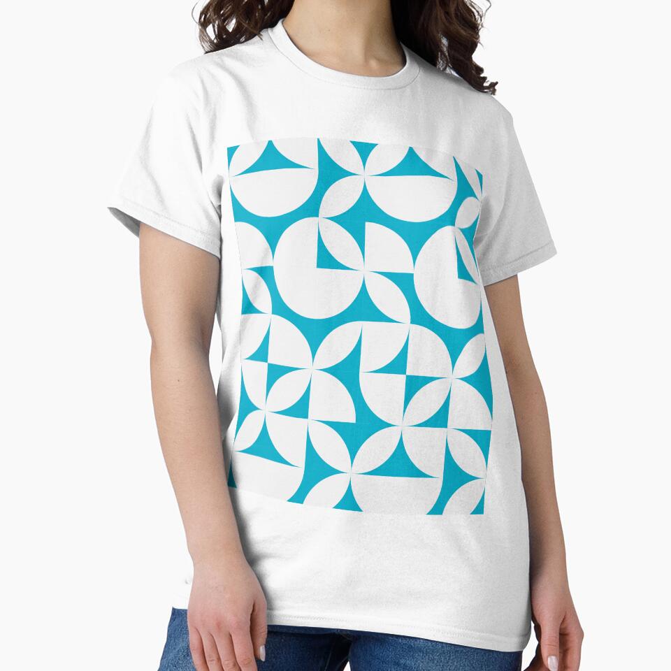 Abstract Blue Circles Modern Mid Century Geometric Pattern Scandinavian Rustic Interior by BONBcreative