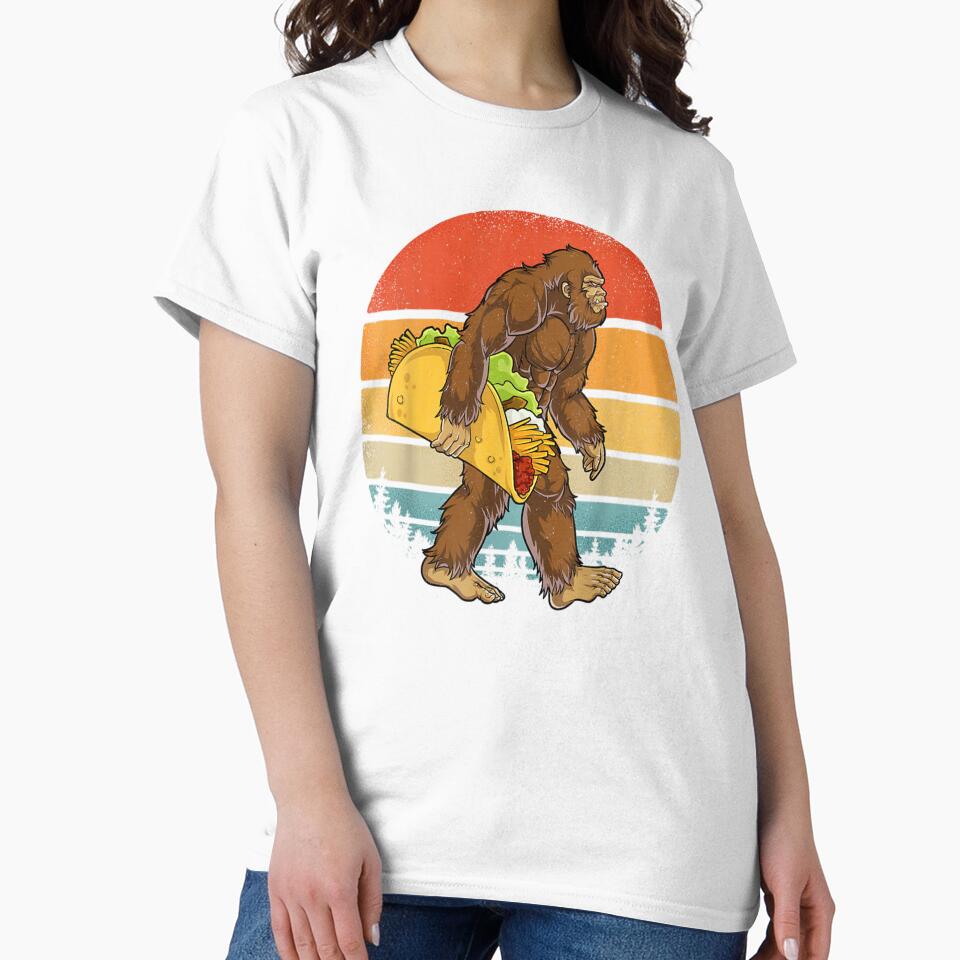 Bigfoot Carrying Taco Retro by HeatherJanis