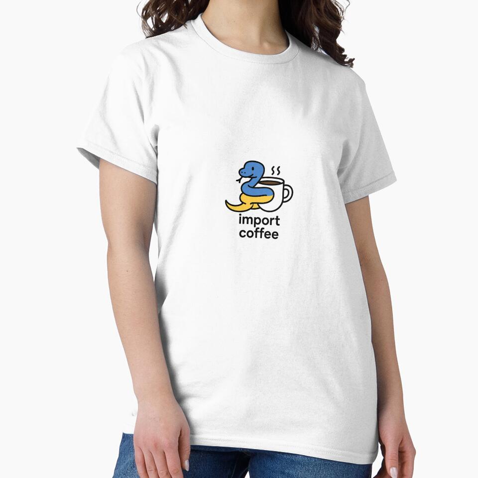 Import Coffee | Funny Python Programming T-Shirt by Pixel & Print
