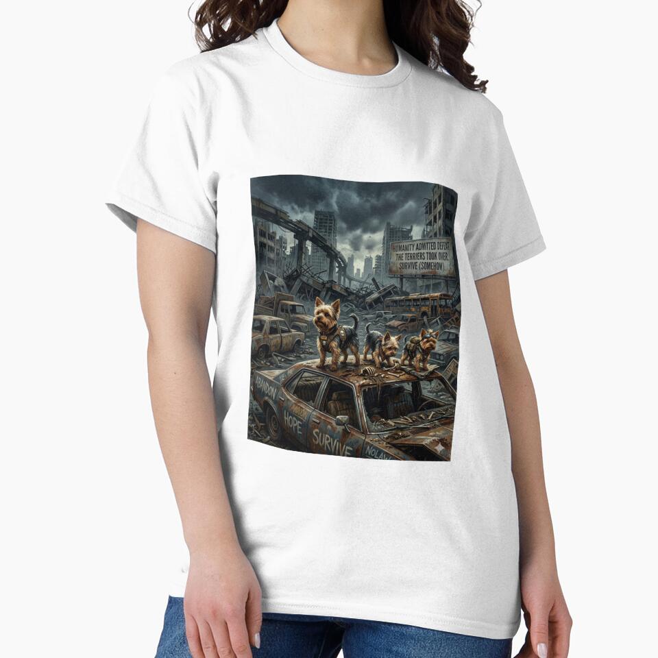 Apocalypse Yorkie Survivors Shirt – Dark Humor Dog Tee by Tiny Tyrant Co.