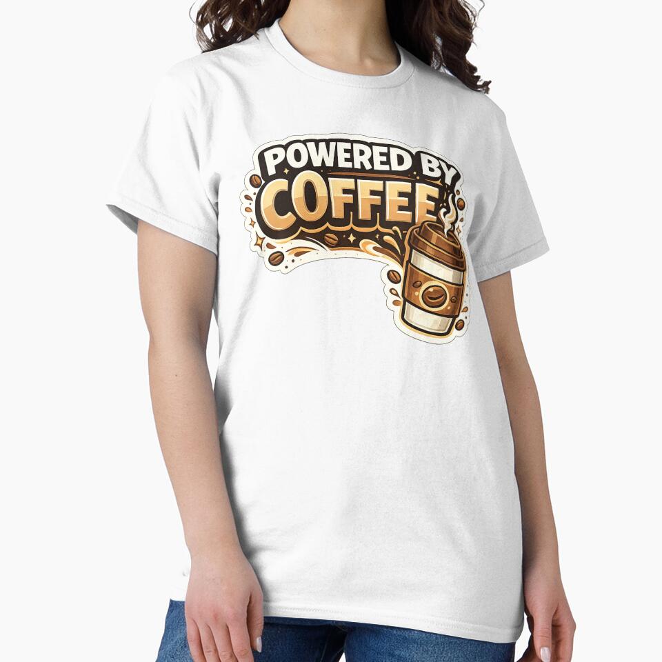 Powered by Coffee Funny Coffee Lover Quote Typography by DivineTrident