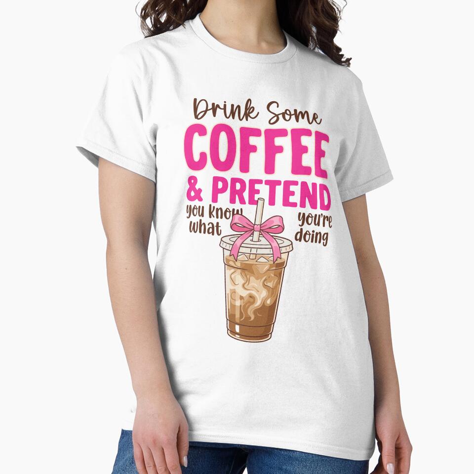 Funny Preppy Iced Coffee Pink Bow Humor by KroghDs