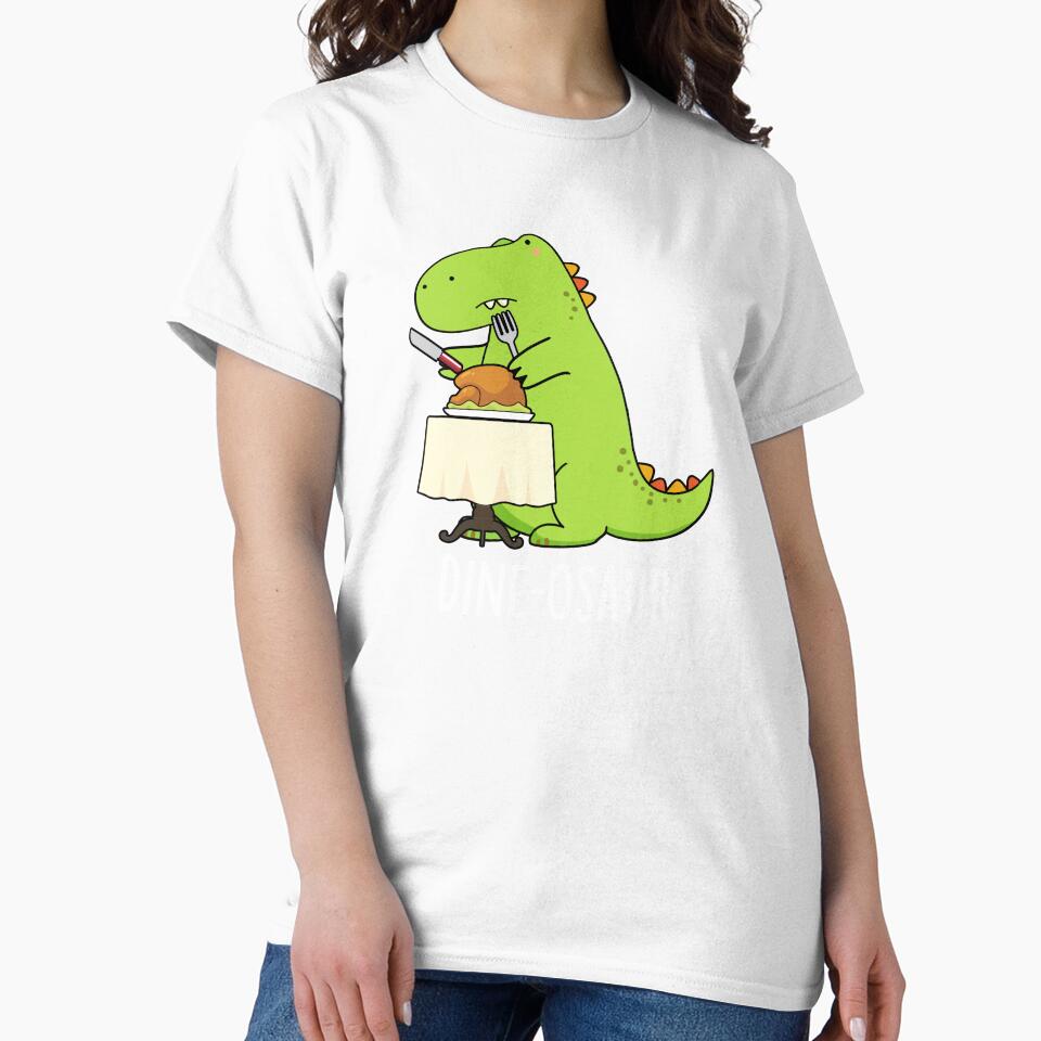 Dine-osaur Funny Dinosaur Pun (Dark BG) by punnybone