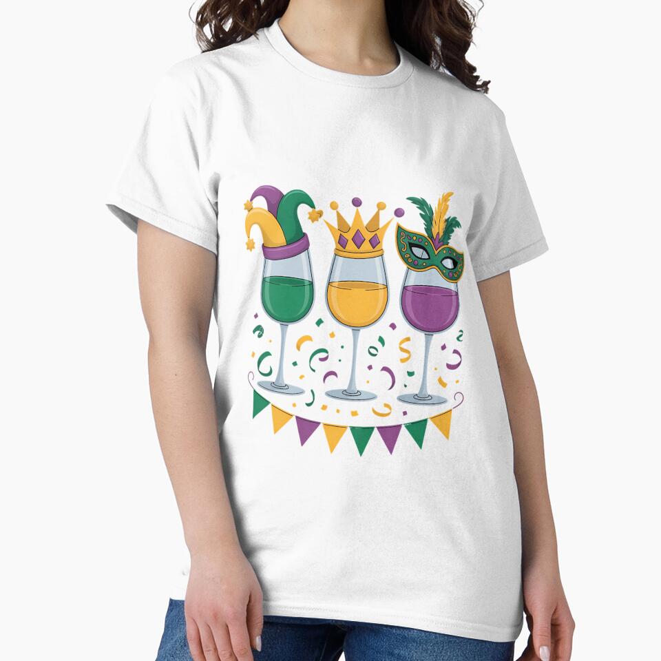 Drinking Wine Mardi Gras Glass Of Wine by papertaless