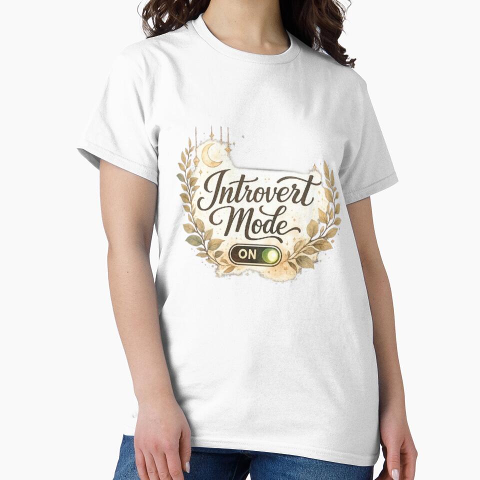 Introvert Mode On Aesthetic Botanical Toggle Quote Design by Sanika arts