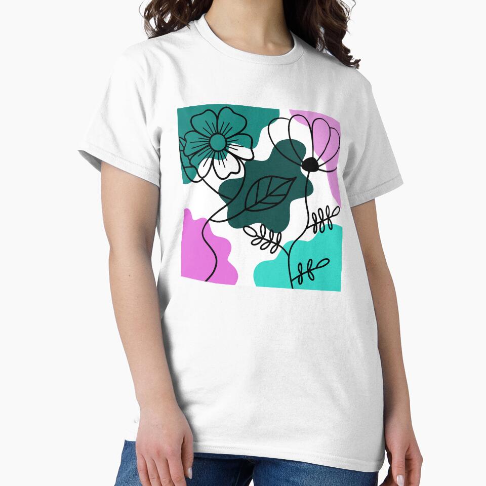 Turquoise And Pink Boho Flower Minimalism by Sartoris Art