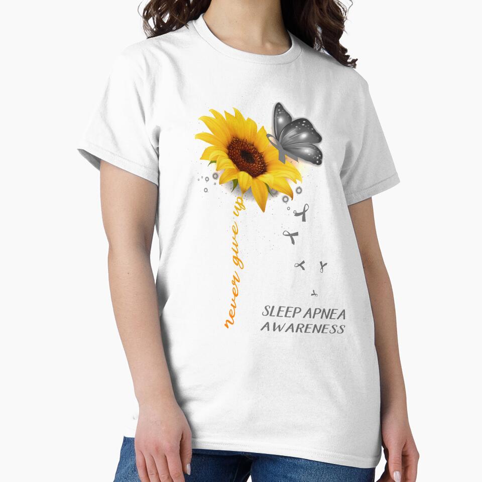 Never Give Up Sunflower Ribbon Sleep Apnea Awareness by deputylove