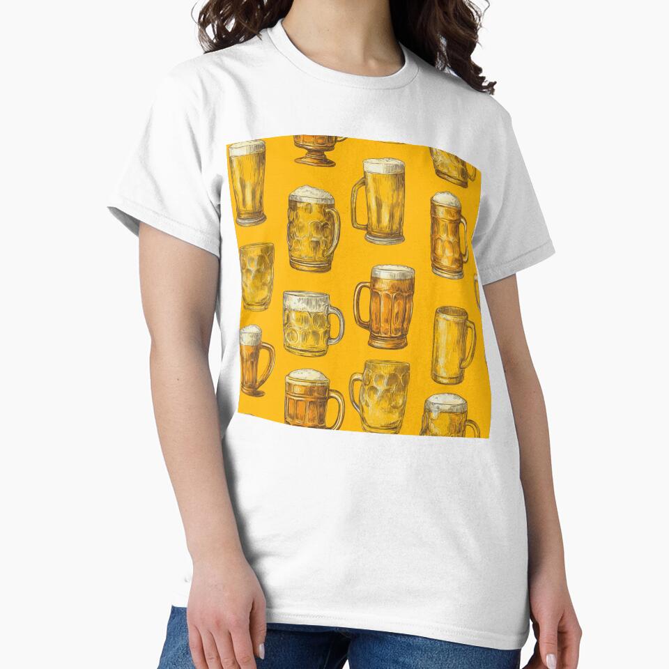Vintage Beer Mugs Pattern Oktoberfest Brew by NicolasGlowArt