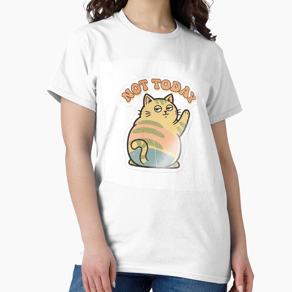 Not Today Cat – Vintage Kawaii Lazy Cat Sticker | Retro Aesthetic by mayatA-rt