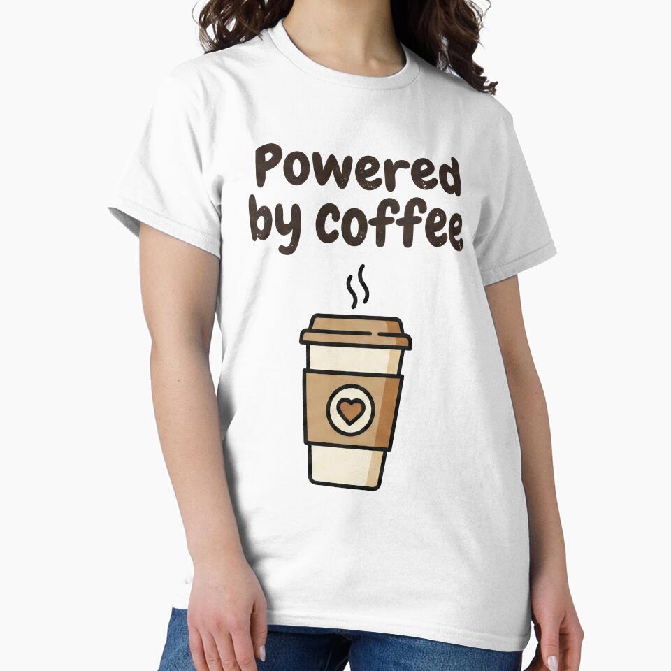 Funny Coffee Shirt – Powered by Coffee Minimal Design for Coffee Lovers by Mihalystudio