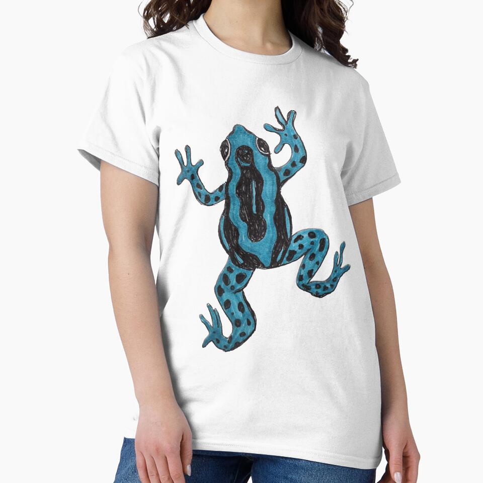 blue frog drawing by Maddy Designs