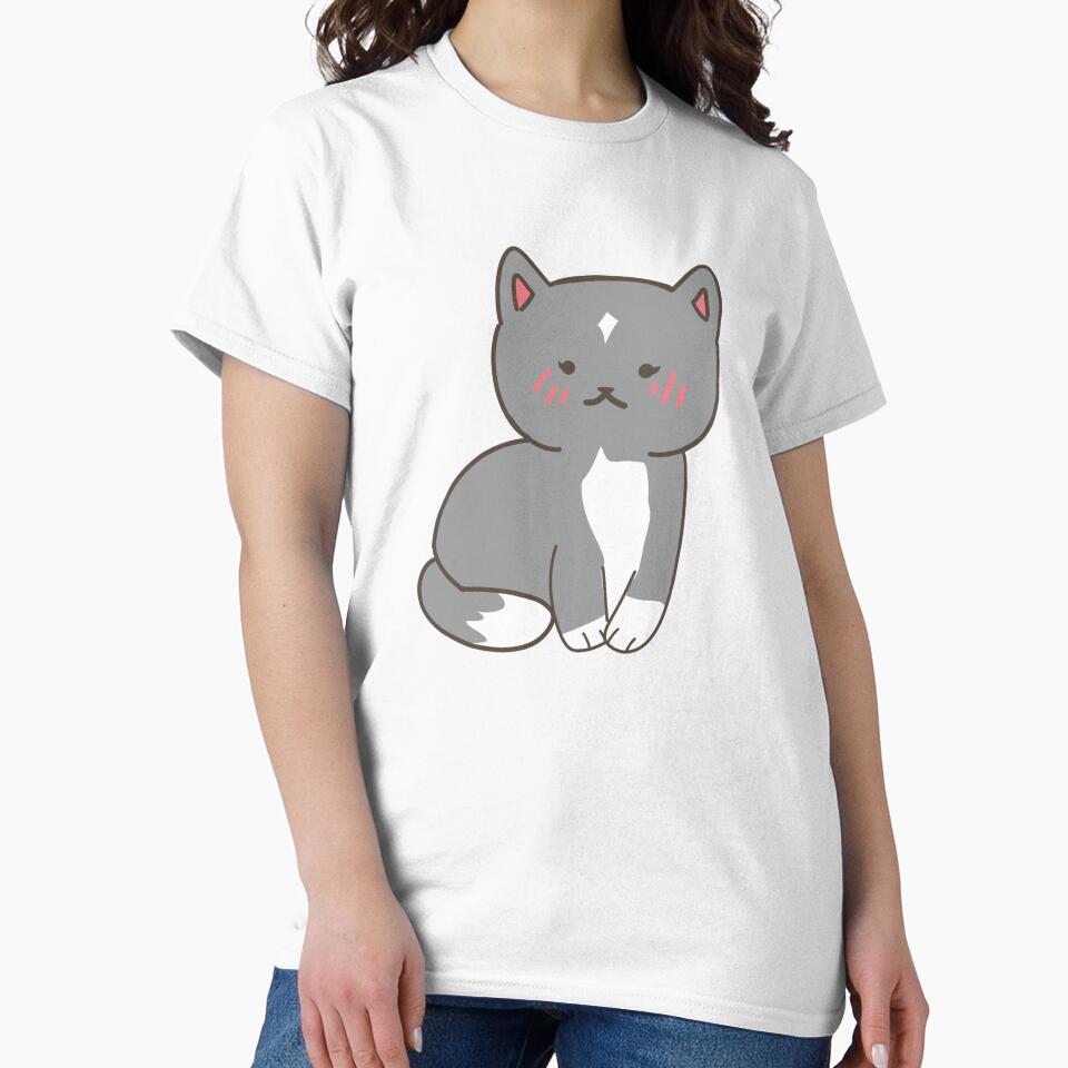 Cutie kawii cat Art piece grey and white cat by TSSartworkshop