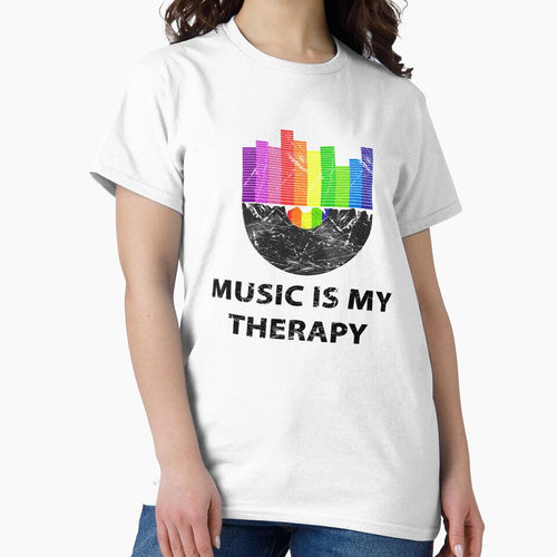 80's Sticker T-Shirt Music is My Therapy 80's Themed Related by marinn