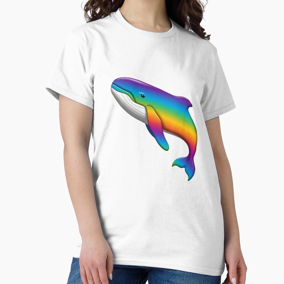 Rainbow Whale Art – Colorful Ocean Animal Illustration by RBToper