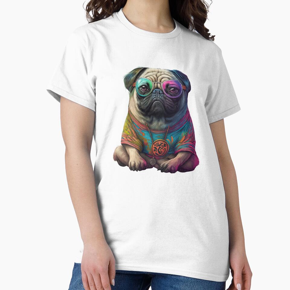 Funny pug hippie by AnimalArtPhotos