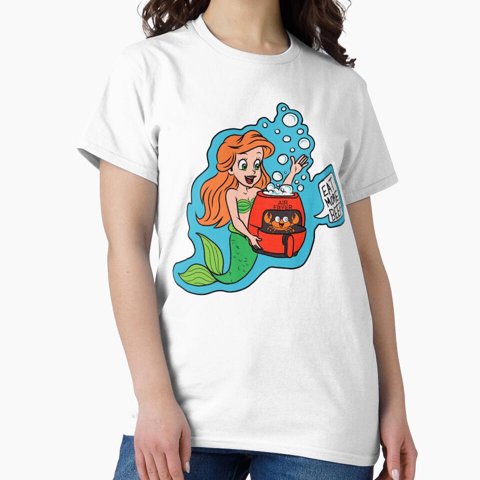 Funny Mermaid Air Fryer Crab Pun - Eat More Beef Parody by Urban Muse And Sultry Hues