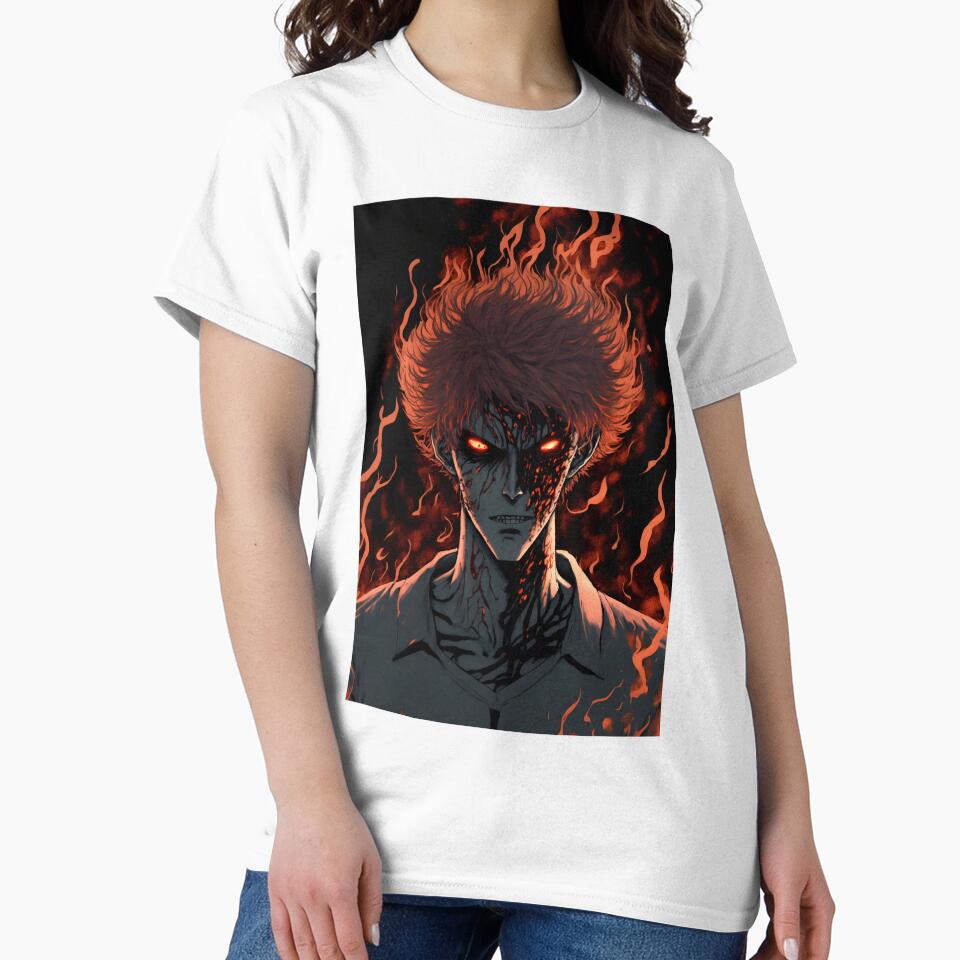Anime Demon Student with Fire hair by Bubblebuk