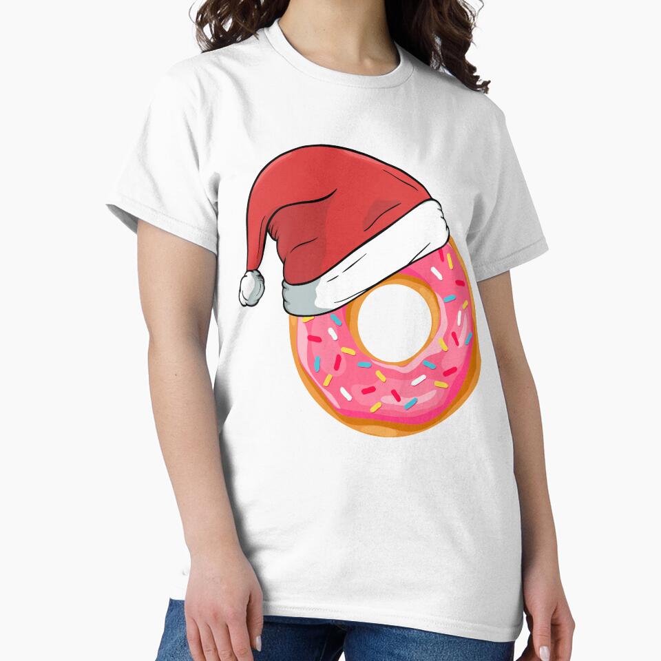 Funny Donuts Santa Claus Christmas Xmas Holiday T-shirts Tee Gift by mrsmitful