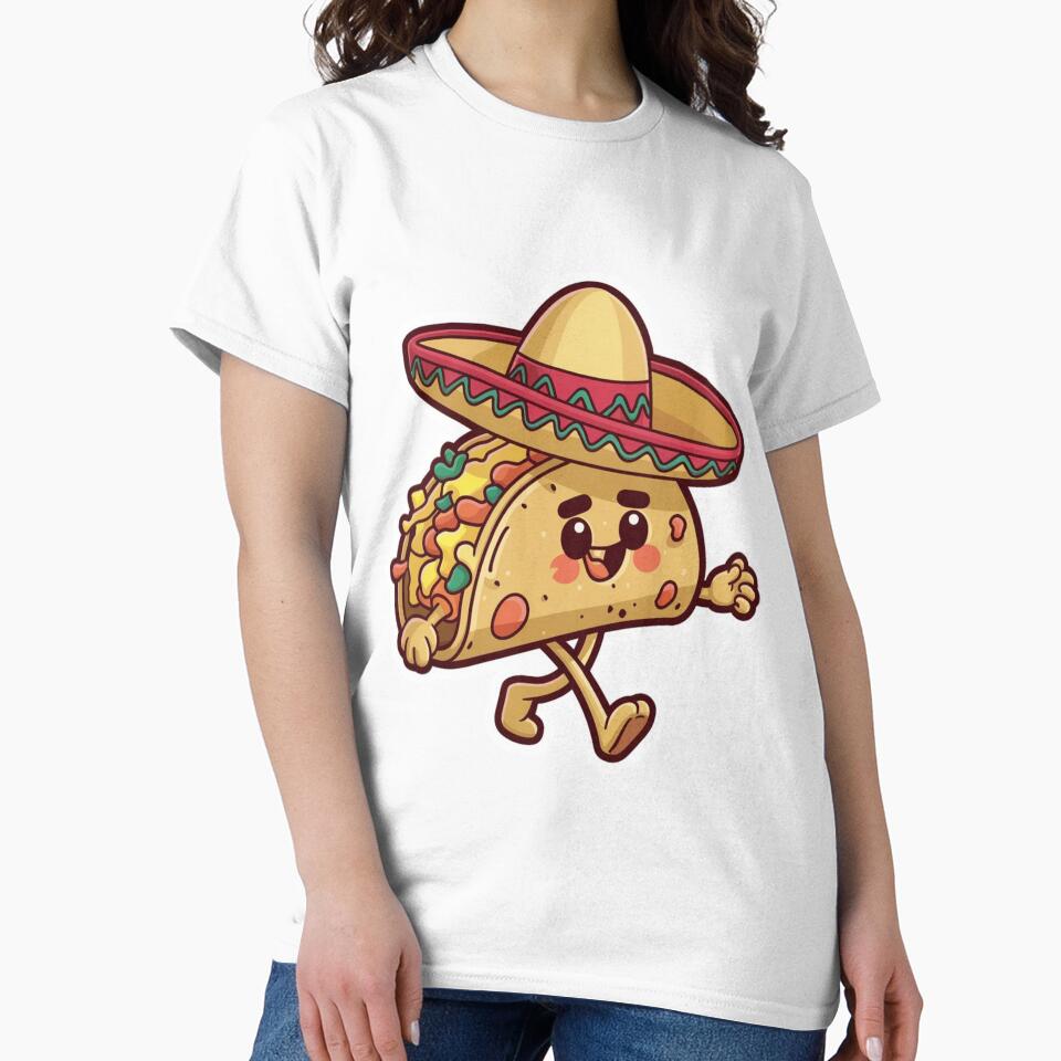 Adorable Taco with Sombrero Cartoon by yasarstore