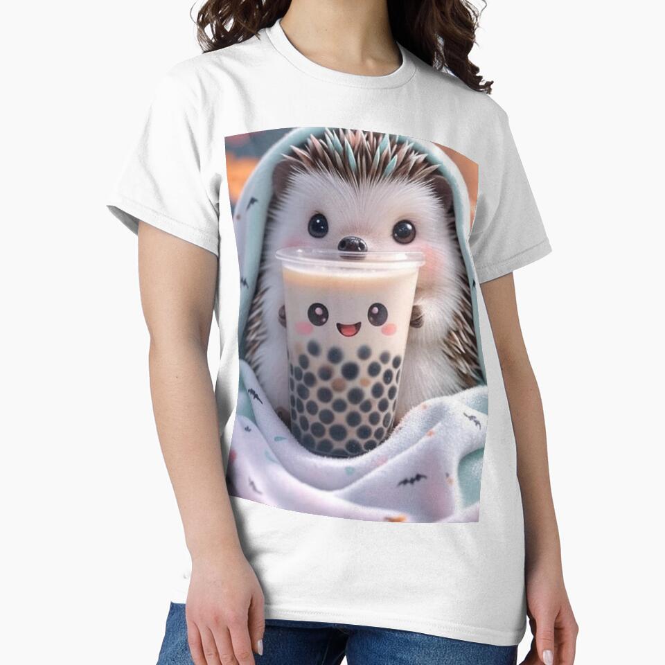 Kawaii Hedgehog Wrapped in Blanket | Cute Cozy Animal T-Shirt by ArmaanArts