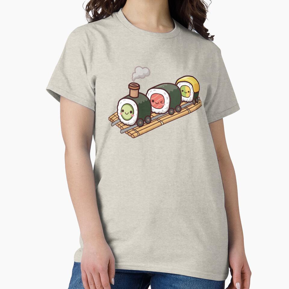 Cute Sushi Roll Locomotive / kawaii food by Mochii-studio