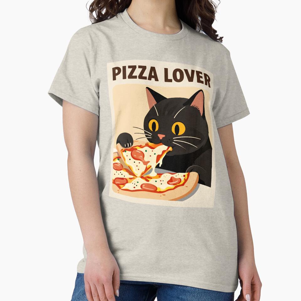 black cat enjoying pizza by bergee