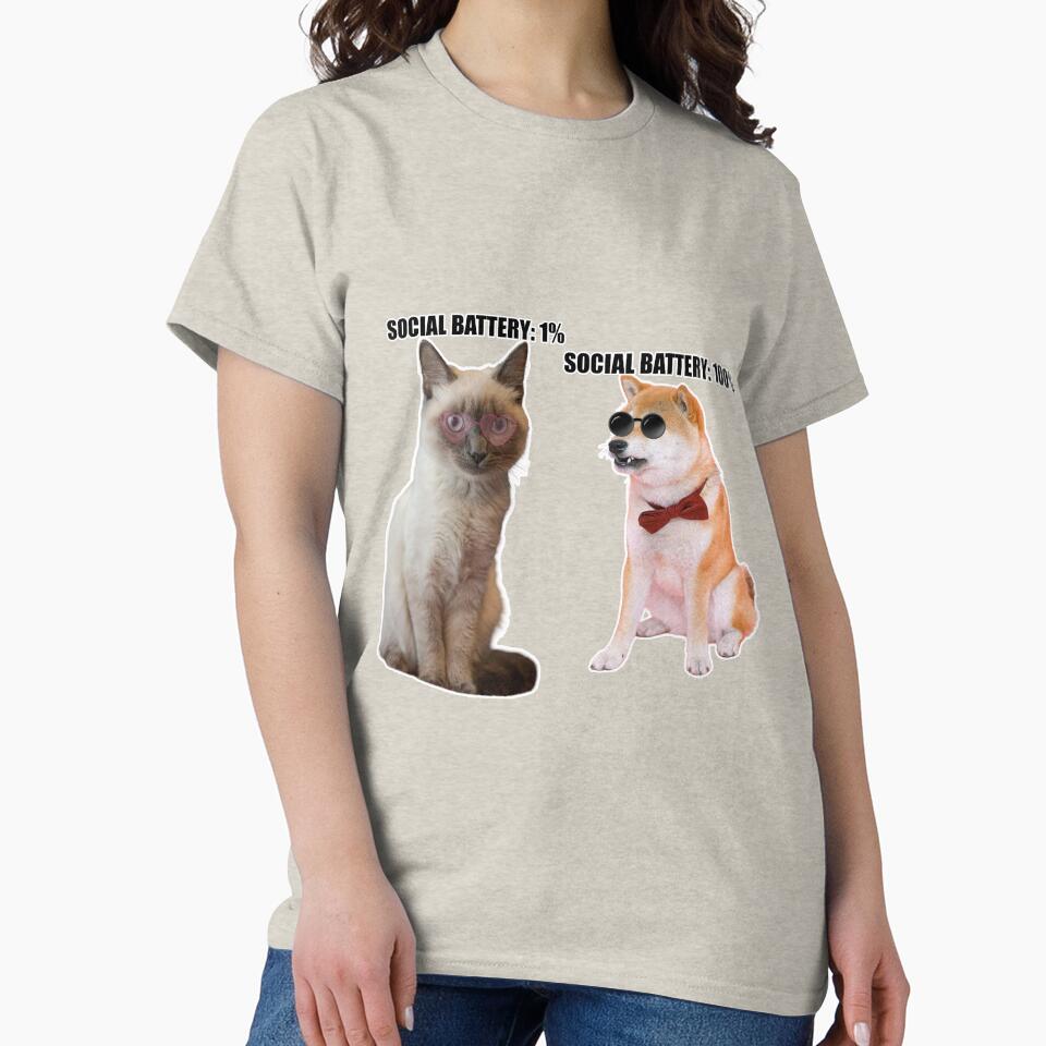 Social Battery 1% vs 100% – Funny Introvert Cat & Extrovert Dog Meme by The Grumpy Pet Club